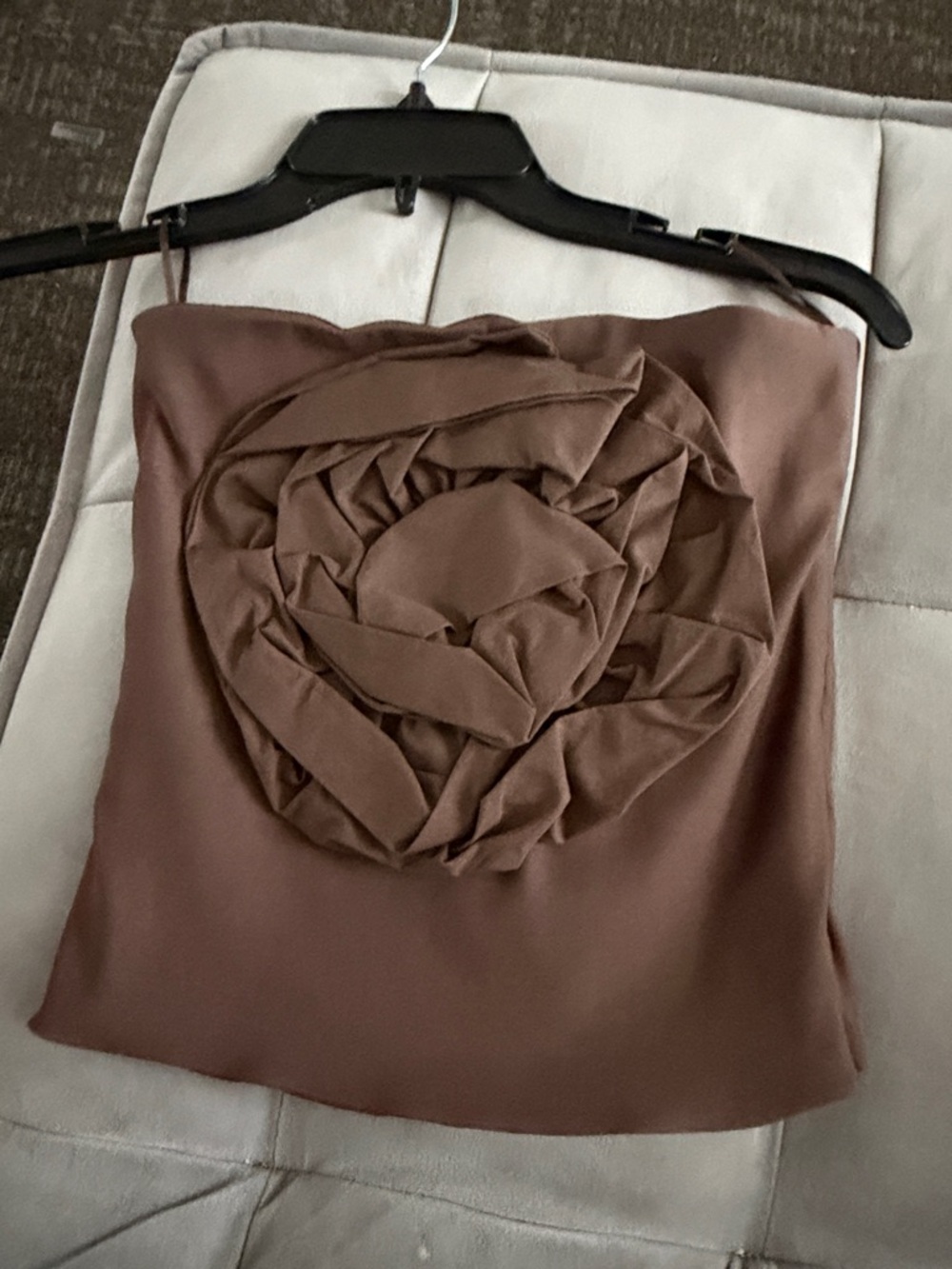 Zara Strapless Rosette Tube Top in Chocolate